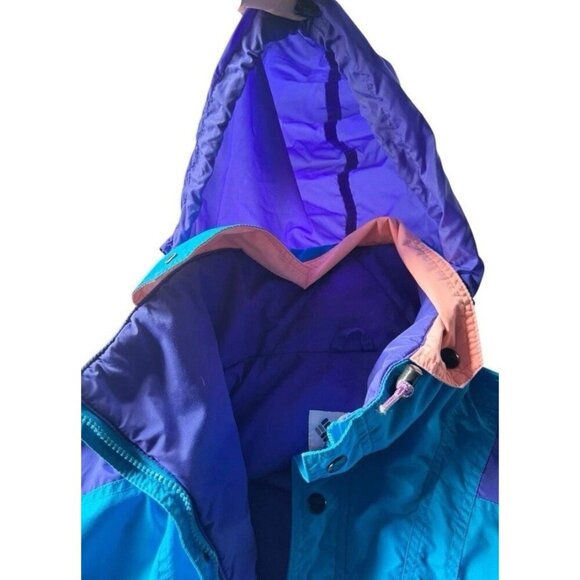 VTG 90s Men's Sz XL Columbia Radial Sleeve Blue Purple Orange Anorak Jacket - Picture 6 of 16
